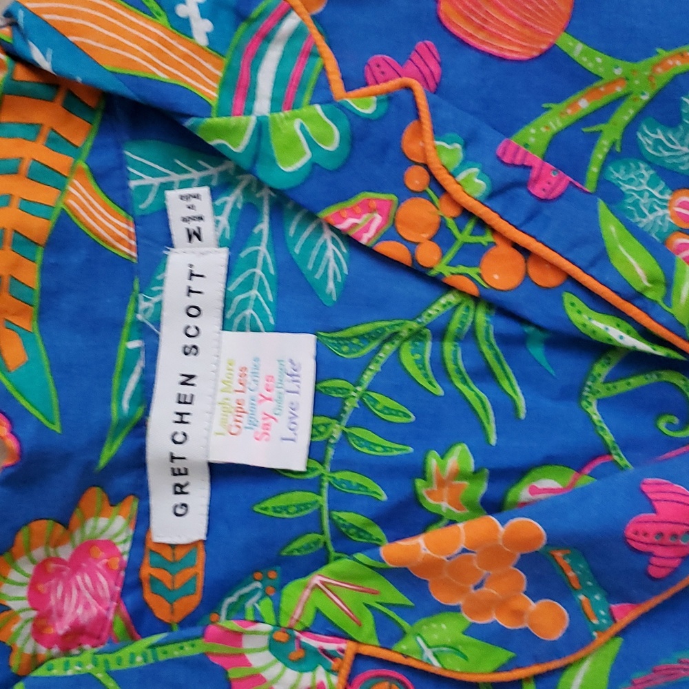 Gretchen Scott Designs Tropical Vibrant 2-piece Lounge Pajama Set SzM - Picture 3 of 12